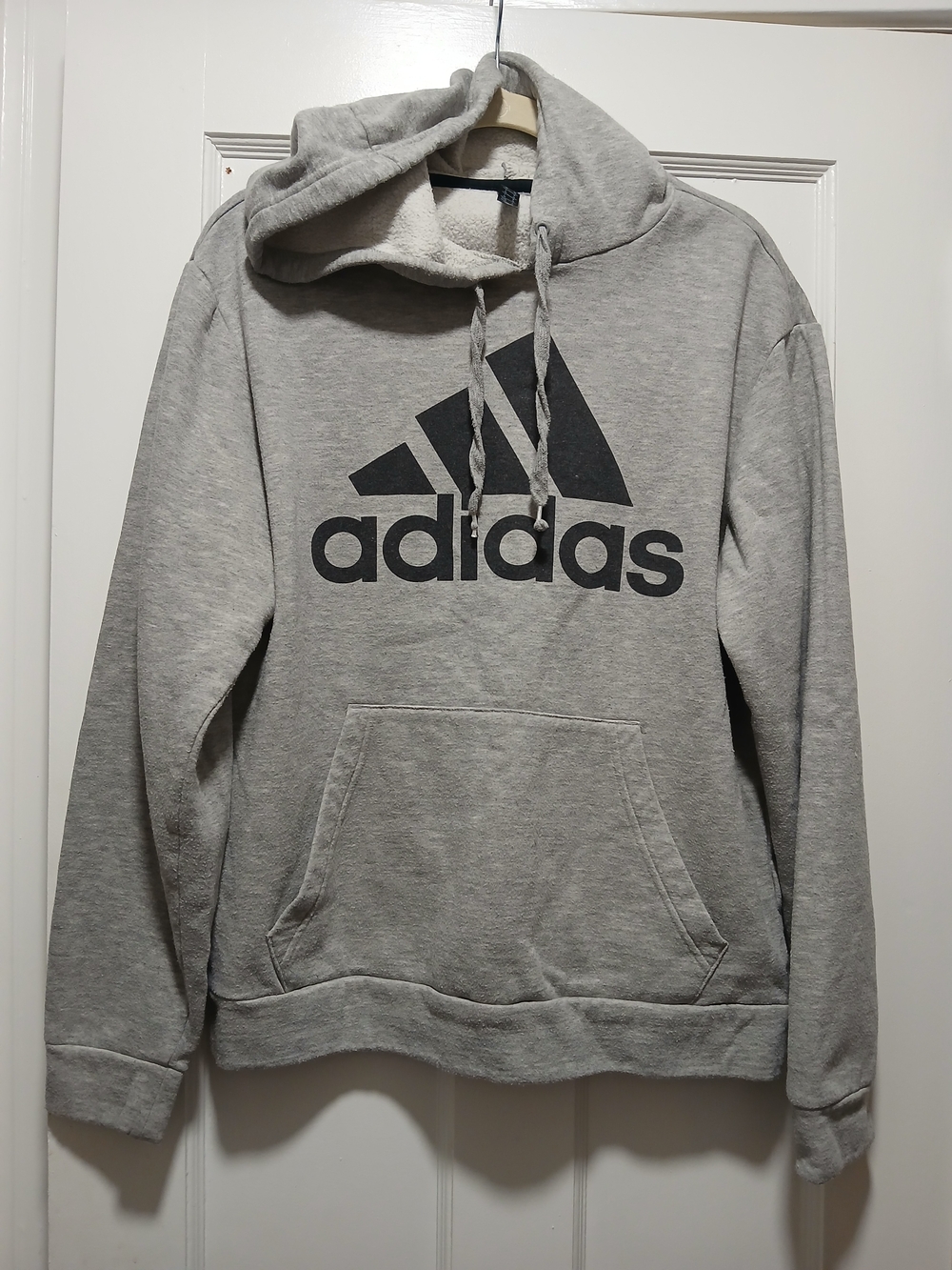 adidas Light Gray Pullover Hoodie with Black Logo